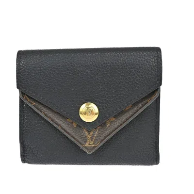 Pre-owned Louis Vuitton Double V Black Leather Wallet  ()