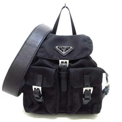 Prada Tessuto Black Synthetic Backpack Bag ()