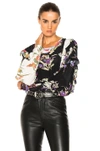 Isabel Marant Inny Pleated Floral-print Silk Crepe De Chine Wrap Blouse In Black,floral,white