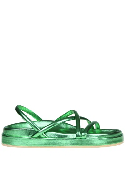 P.a.r.o.s.h Metallic-finish Leather Sandals In Green