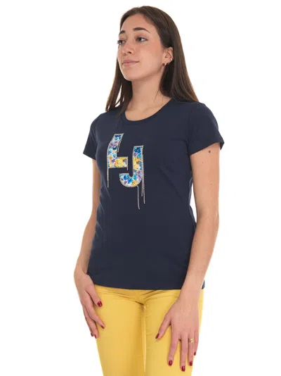 Liu •jo Monogram-print Cotton T-shirt In Blue/yellow
