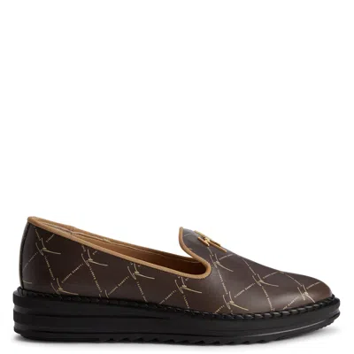 Giuseppe Zanotti Tim Logo-embossed Leather Loafers In Brown