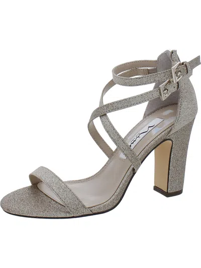 Nina Womens Glitter Ankle Strap Heels In Grey