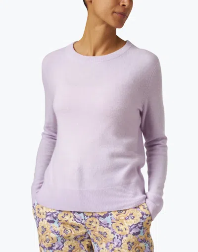 White + Warren Cashmere Balloon Sleeve Top In Lilac Shadow In Multi