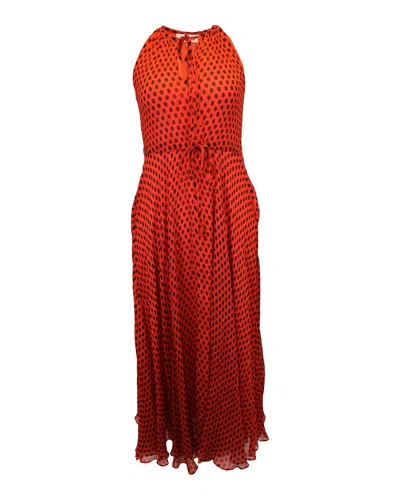 Diane Von Furstenberg Polka-dot Maxi Dress In Red Silk In Brown