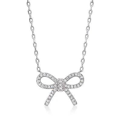Rs Pure By Ross-simons Diamond Bow Necklace In Sterling Silver