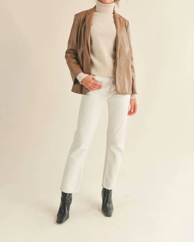 Reset By Jane Faux Leather Jacket In Light Brown In Beige
