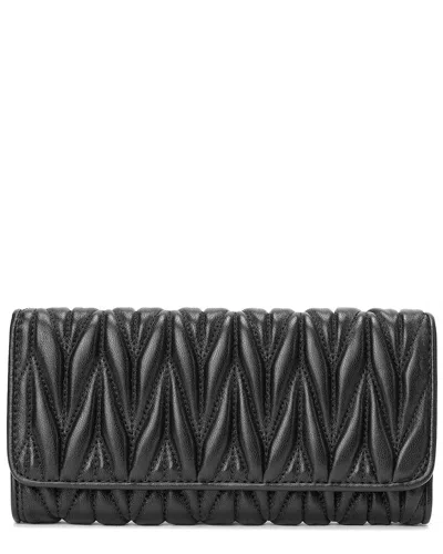 Tiffany & Fred Paris Pleated Leather Wallet In Black