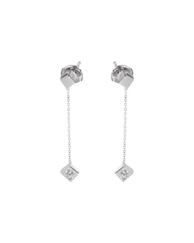 Tiffany & Co Frank Gehry Torque Cube Drop Earring In 18k White Gold 0.40 Ctw In Silver