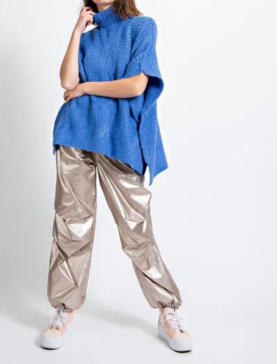 Easel Poncho Style Sweater In Blue
