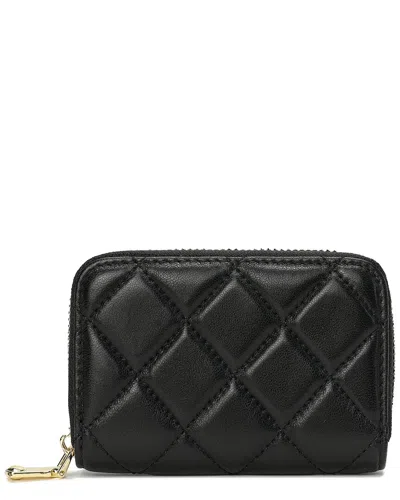 Tiffany & Fred Paris Quilted Leather Card Holder In Black