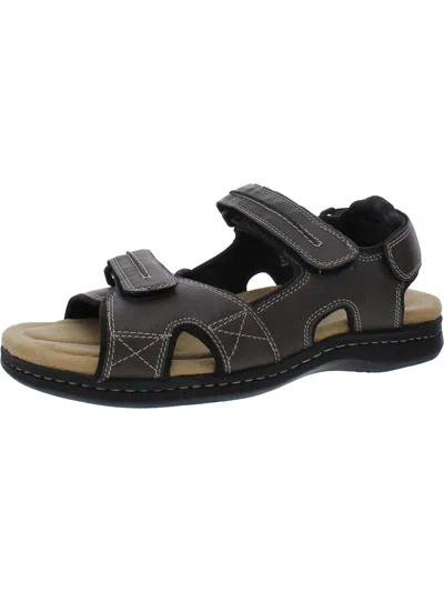 Dockers Mens Faux Leather Adjustable Sport Sandals In Grey