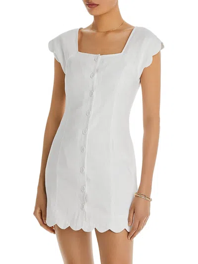 Aqua Womens Linen Short Mini Dress In White