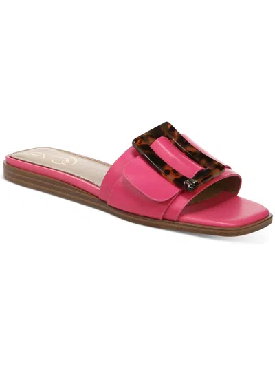 Sam Edelman Inez Womens Buckle Square Toe Slide Sandals In Pink