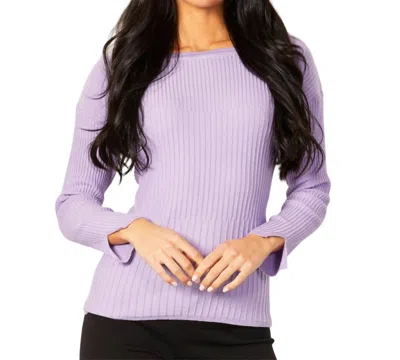 Angel Apparel Ribbed Crew Neck Top In Lilac In Blue