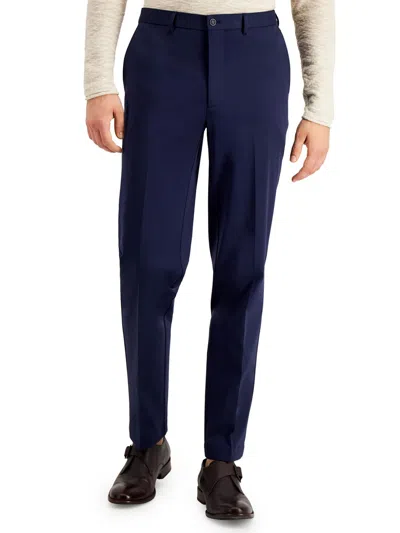 Calvin Klein Mens Flat Front Stretch Dress Pants In Blue