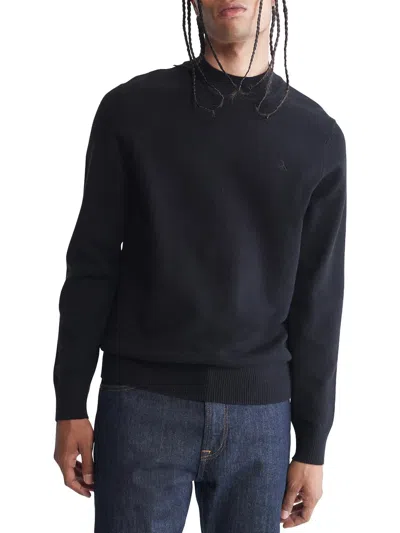 Calvin Klein Mens Ribbed Trim Pullover Mock Turtleneck Sweater In Black