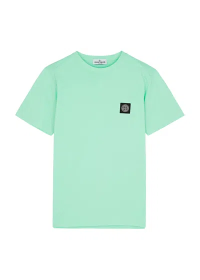 Stone Island Boys Light Green Kids Logo-badge Short-sleeve Cotton-jersey T-shirt 4-14 Years In Green Light