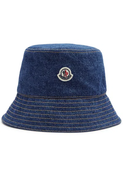 Moncler Denim Bucket Hat In Midnight Blue
