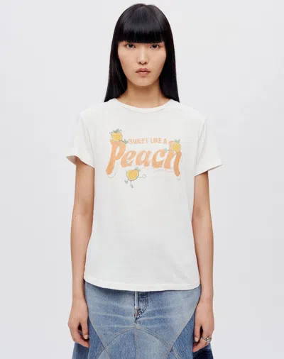 Re/done Peach Cotton Graphic T-shirt In Xs