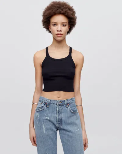 Re/done Cropped Ribbed Tank In M