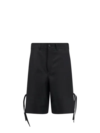 Comme Des Garçon Shirt Bermuda Shorts With Drawstring Detail On The Bottom In Black