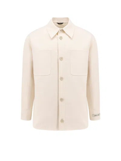 Fendi Cotton And Linen Shirt With All-over Ff Motif In White