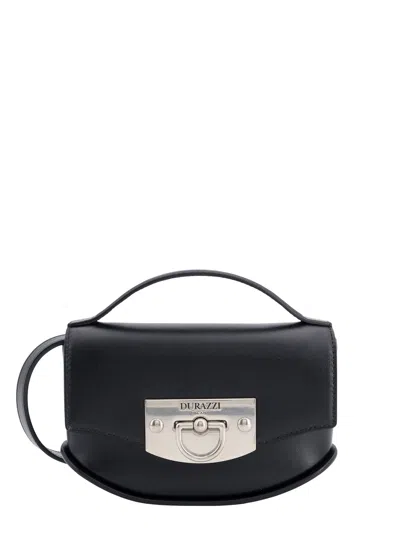 Durazzi Milano Flip-lock Leather Shoulder Bag In Black