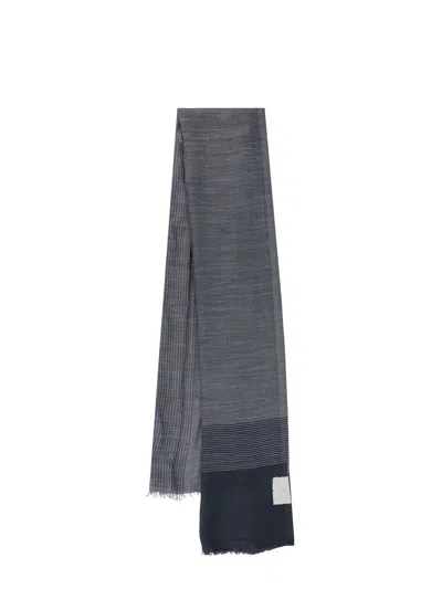 Brunello Cucinelli Silk And Linen Scarf In Gray