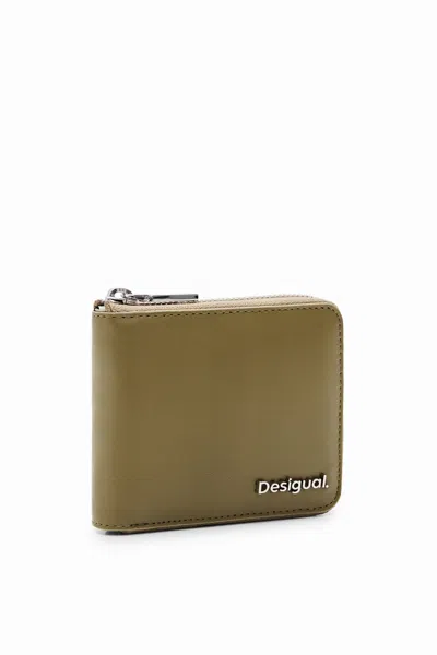 Desigual M Padded Leather Wallet In Green