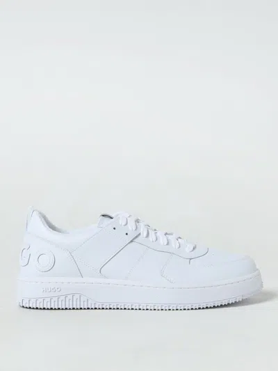 Hugo Mixed-material Trainers With Raised Logo In White