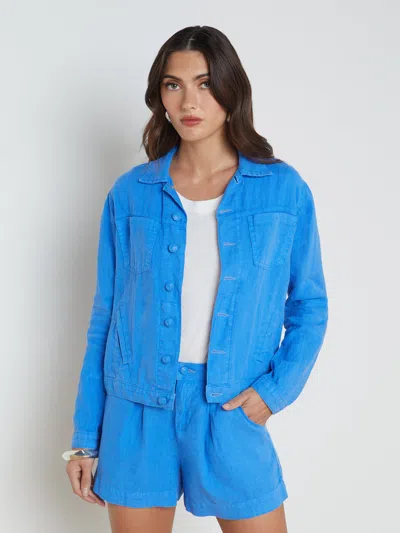 L Agence Celine Linen Jacket In Palace Blue