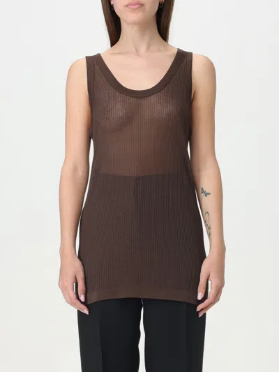 Lemaire Fine-ribbed Seamless Tank Top In Brown