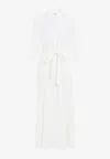 Gabriela Hearst Andy Belted Silk Jacquard Maxi Shirtdress In White