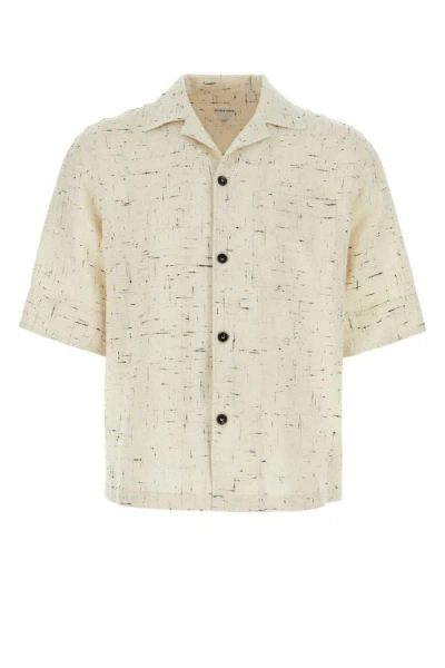 Bottega Veneta Man Ivory Viscose Blend Shirt In Beige