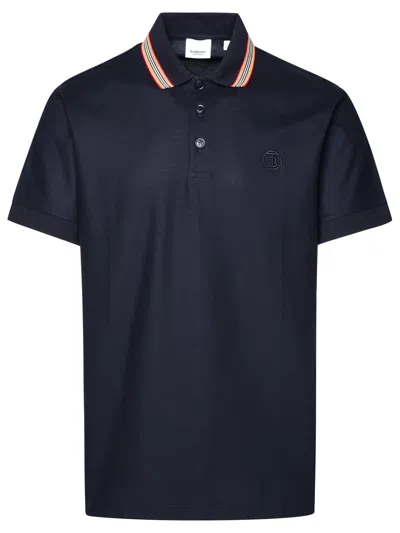 Burberry Pierson Logo Cotton Polo Shirt In Blue