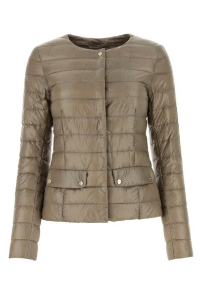 Herno Woman Cappuccino Nylon Down Jacket In Brown