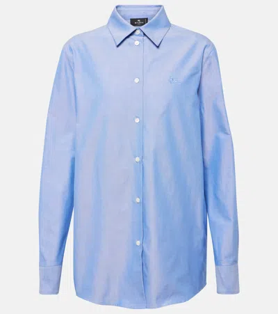 Etro Pegaso Cotton Shirt In Blue