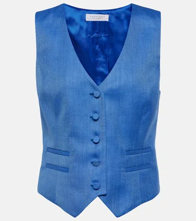 Gabriela Hearst Coleridge Wool, Silk, And Linen Waistcoat In Blue