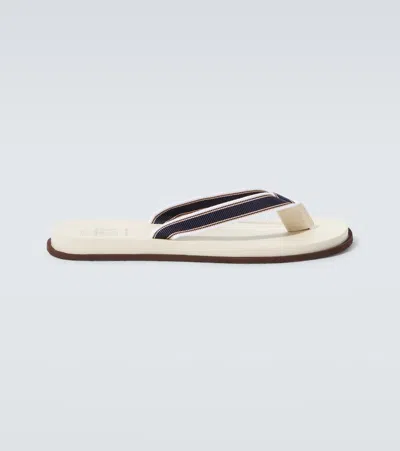 Brunello Cucinelli Leather Thong Sandals In Multi