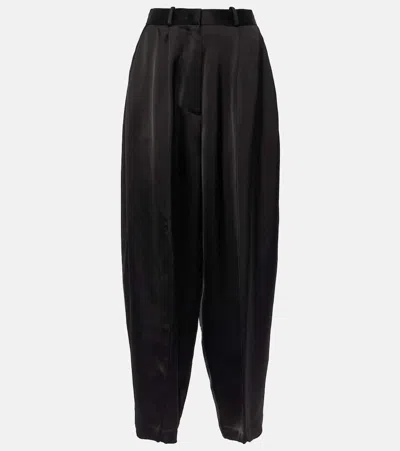 Co High-rise Satin Crêpe Wide-leg Pants In Black