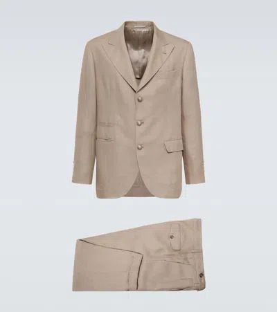 Brunello Cucinelli Linen Suit In Beige