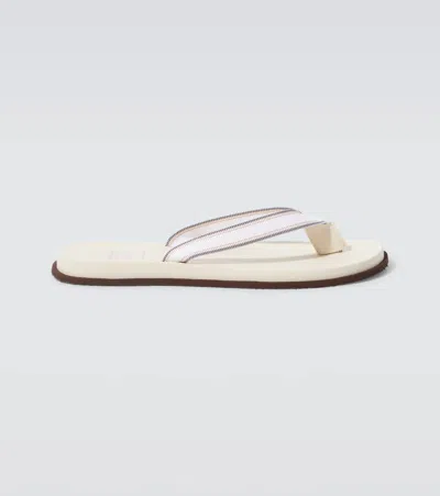Brunello Cucinelli Leather Thong Sandals In White