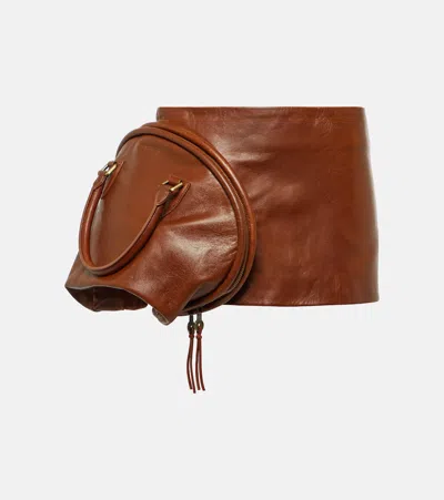 Acne Studios Low-rise Leather Miniskirt In Brown