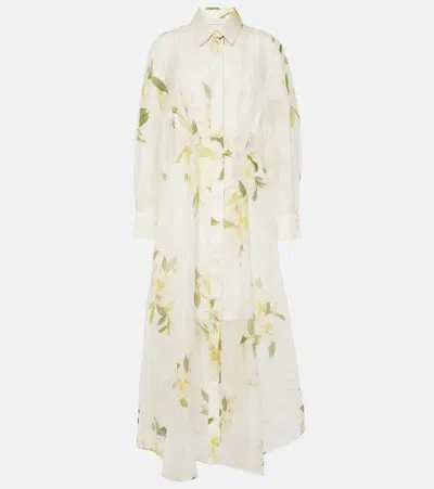 Zimmermann Harmony Buttoned Maxi Shirt Dress In White
