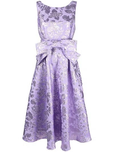 P.a.r.o.s.h Floral-pattern Satin Midi Dress In Violet