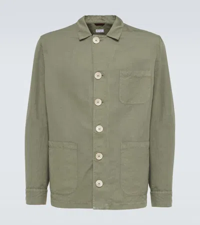 Brunello Cucinelli Linen And Cotton Overshirt In Green