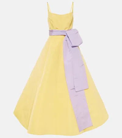 Carolina Herrera Belted Silk-faille Gown In Yellow