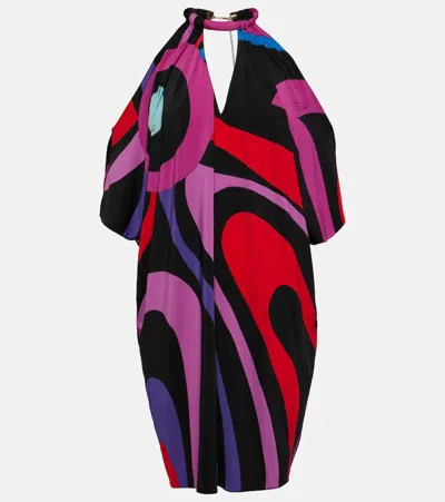 Pucci Marmo-printed Draped Satin Jersey Kaftan In Multicoloured