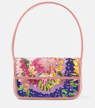 Staud Tommy Small Beaded Shoulder Bag In Multicoloured